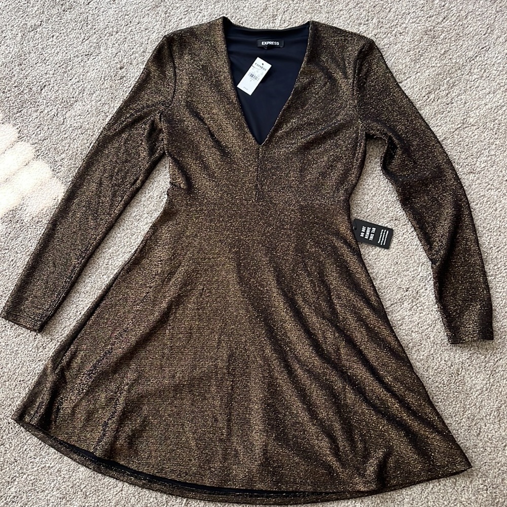 Long Sleeve Express- metallic dress